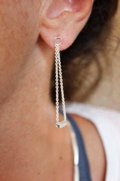 Silver Chain Triangle Earrings