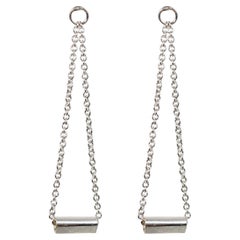 Silver Chain Triangle Earrings