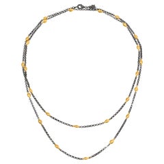 Silver Chain with 24K Beads by Kurtulan of Istanbul, Turkey, 35"