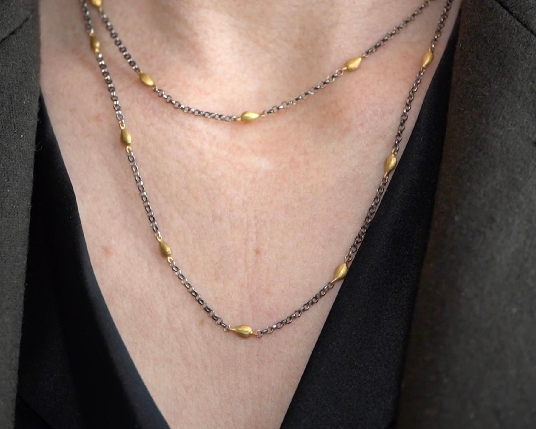 Sterling Kette mit 24K auf SS Perlenkette Halskette von Kurtulan, Modeschmuck
35