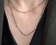 Two-Toned Silver & Gold Chain with 24K Beads by Kurtulan of Istanbul, 40"
