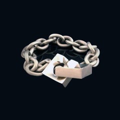 Silver Chain with Interlocking Square Clasp Bracelet