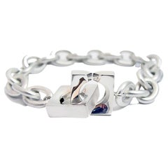 Silver Chain with Interlocking Square Clasp Bracelet