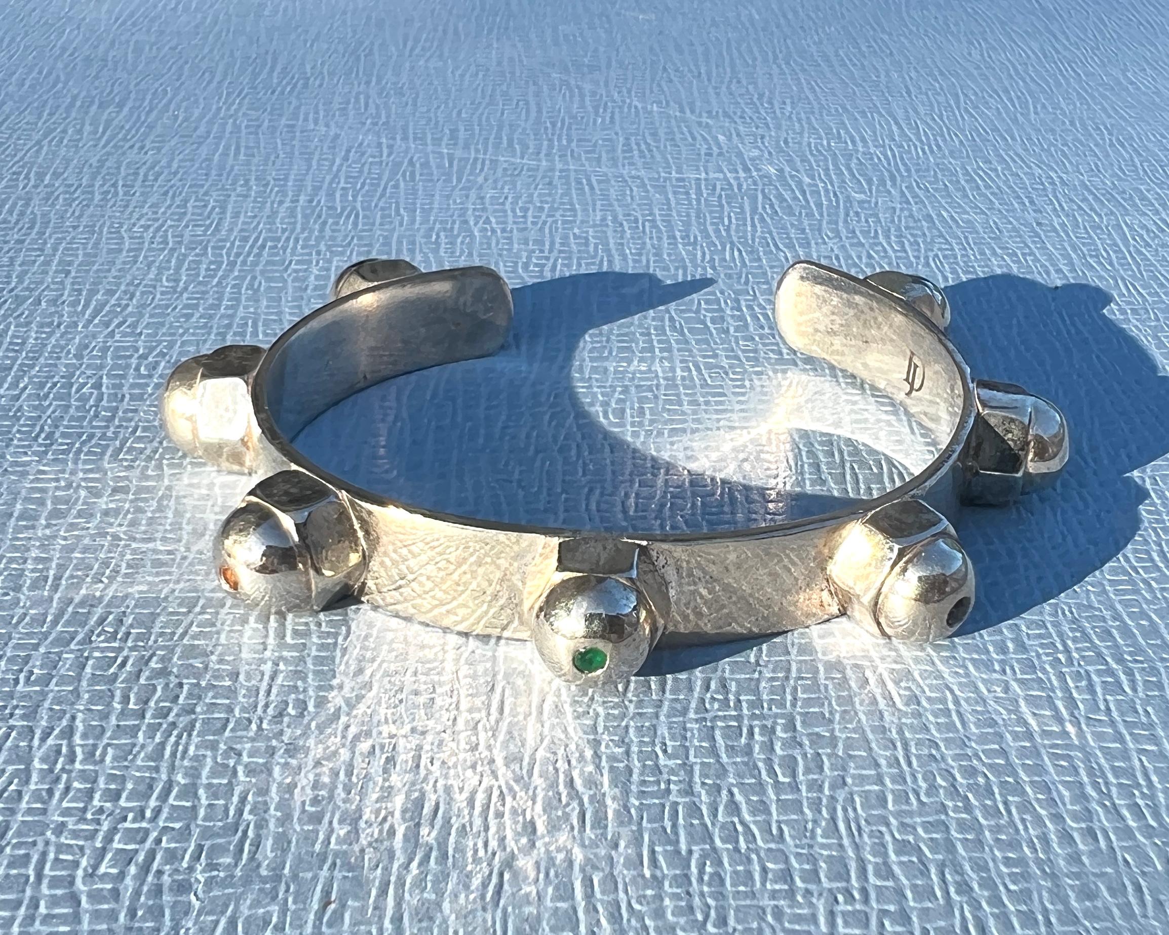 Bracelet en argent avec rubis, saphirs, émeraude, tanzanite et diamant - 