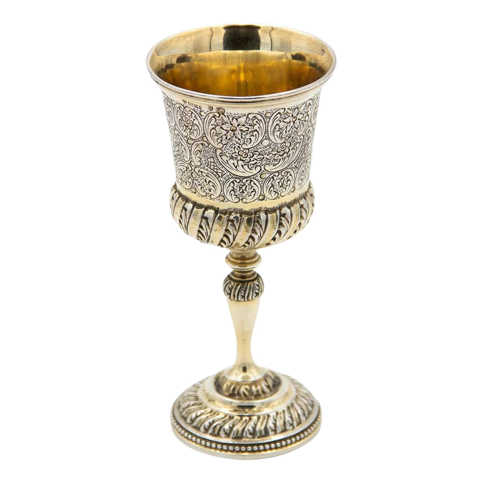 Silver chalice with circular base and reliefs