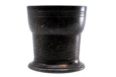 Silver chalice with engravings on the rim and round base