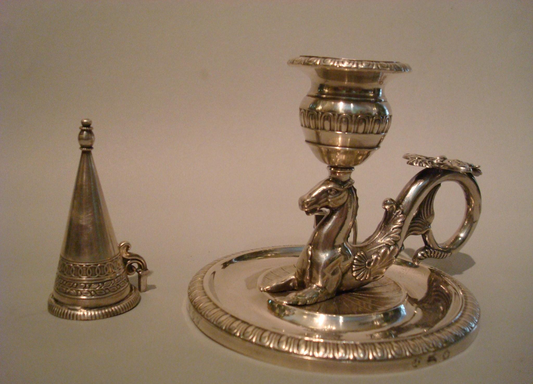 Silver Chamberstick / Candleholder Hippocampus / Seahorse, 1837 Munich, Germany For Sale 5