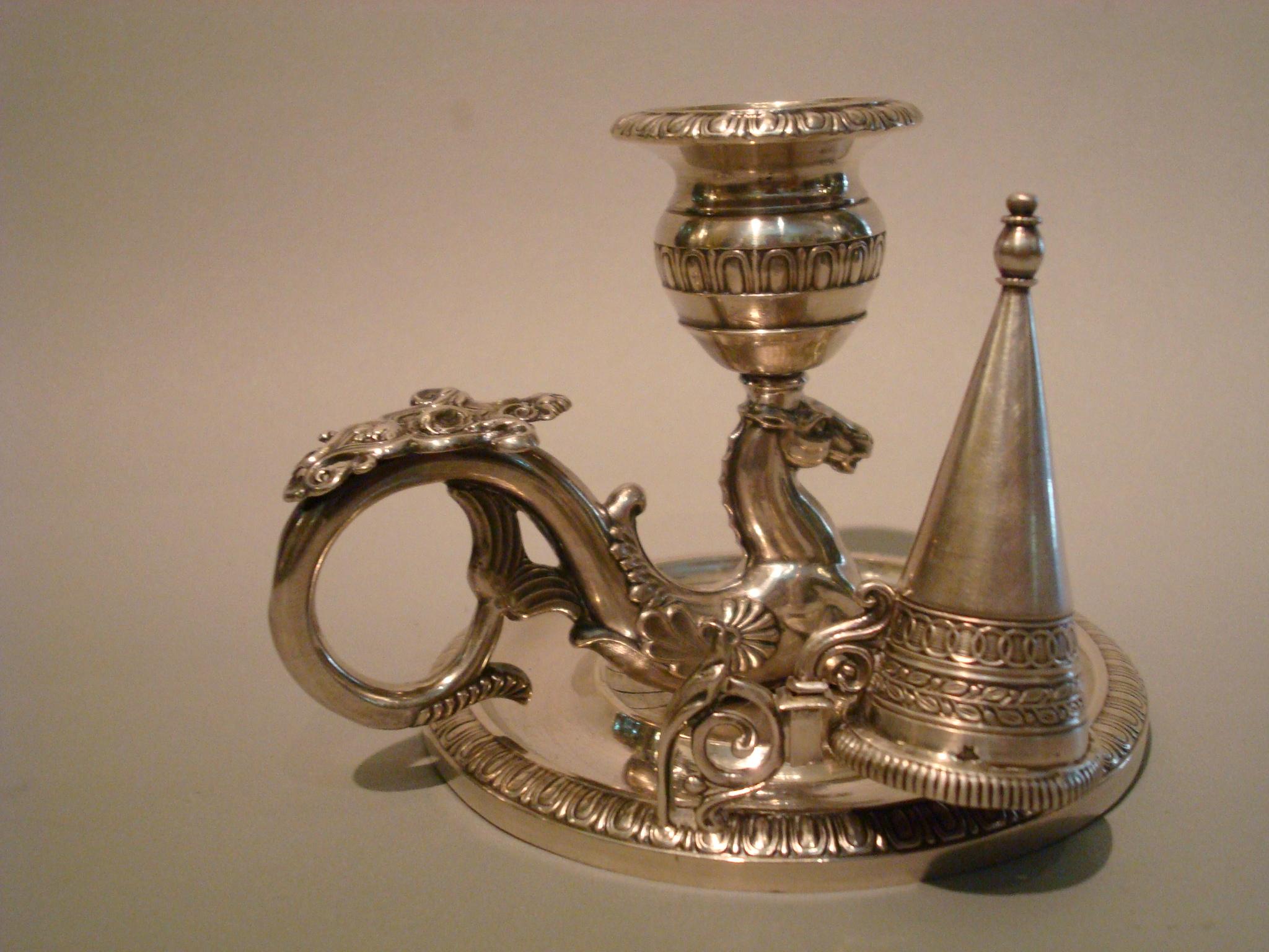 Silver Chamberstick / Candleholder Hippocampus / Seahorse, 1837 Munich, Germany In Good Condition For Sale In Buenos Aires, Olivos