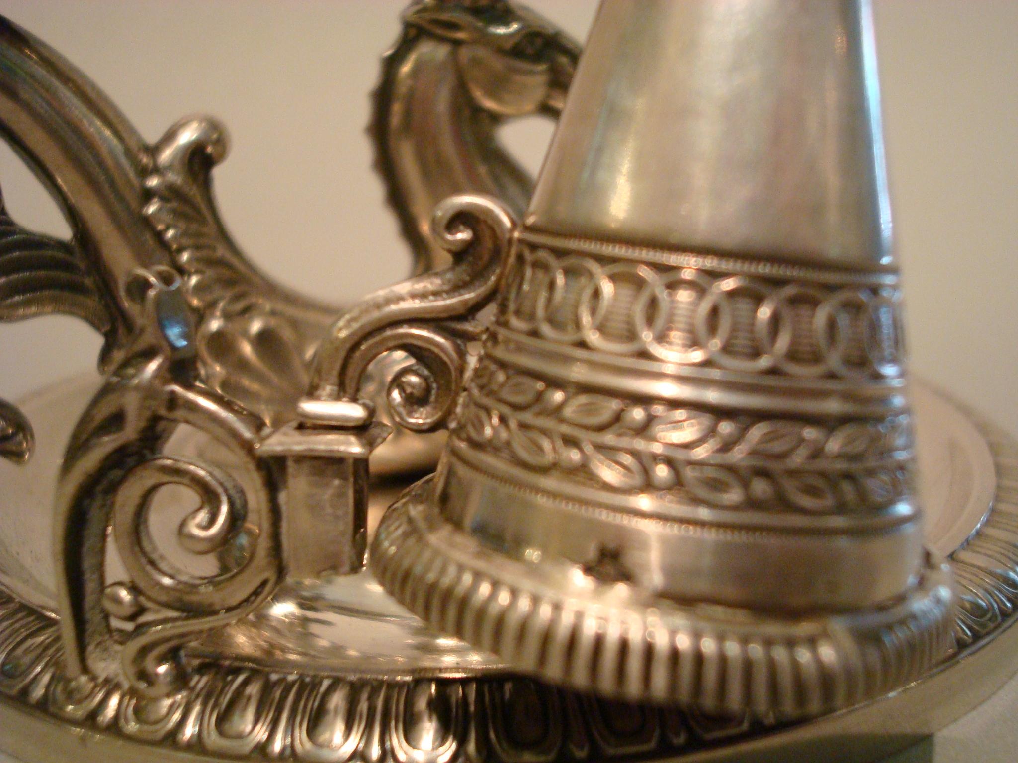 Mid-19th Century Silver Chamberstick / Candleholder Hippocampus / Seahorse, 1837 Munich, Germany For Sale