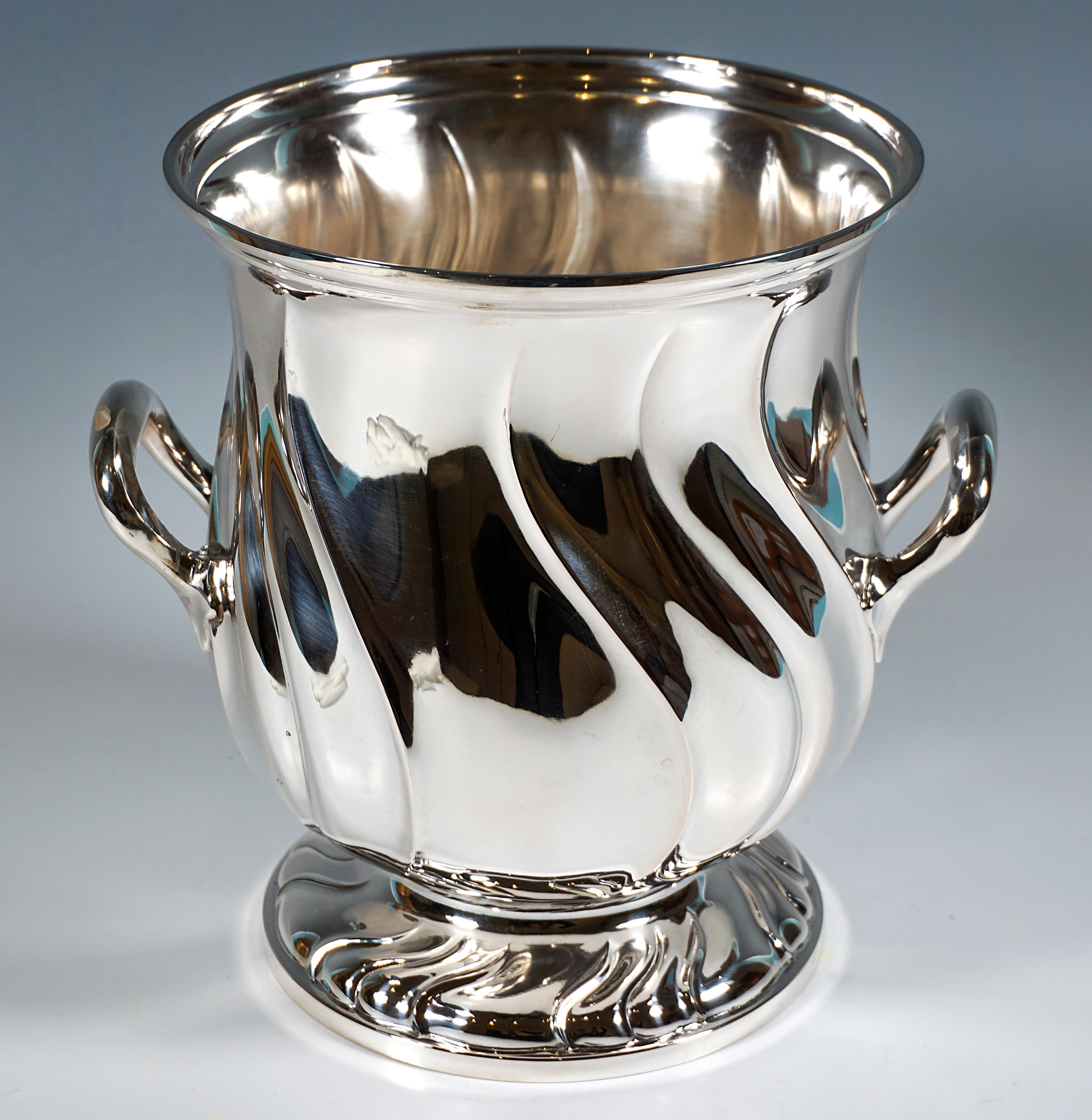 Rococo Revival Silver Champagne Cooler In Tulip Shape, Wilkens & Sons Germany, 1919 For Sale