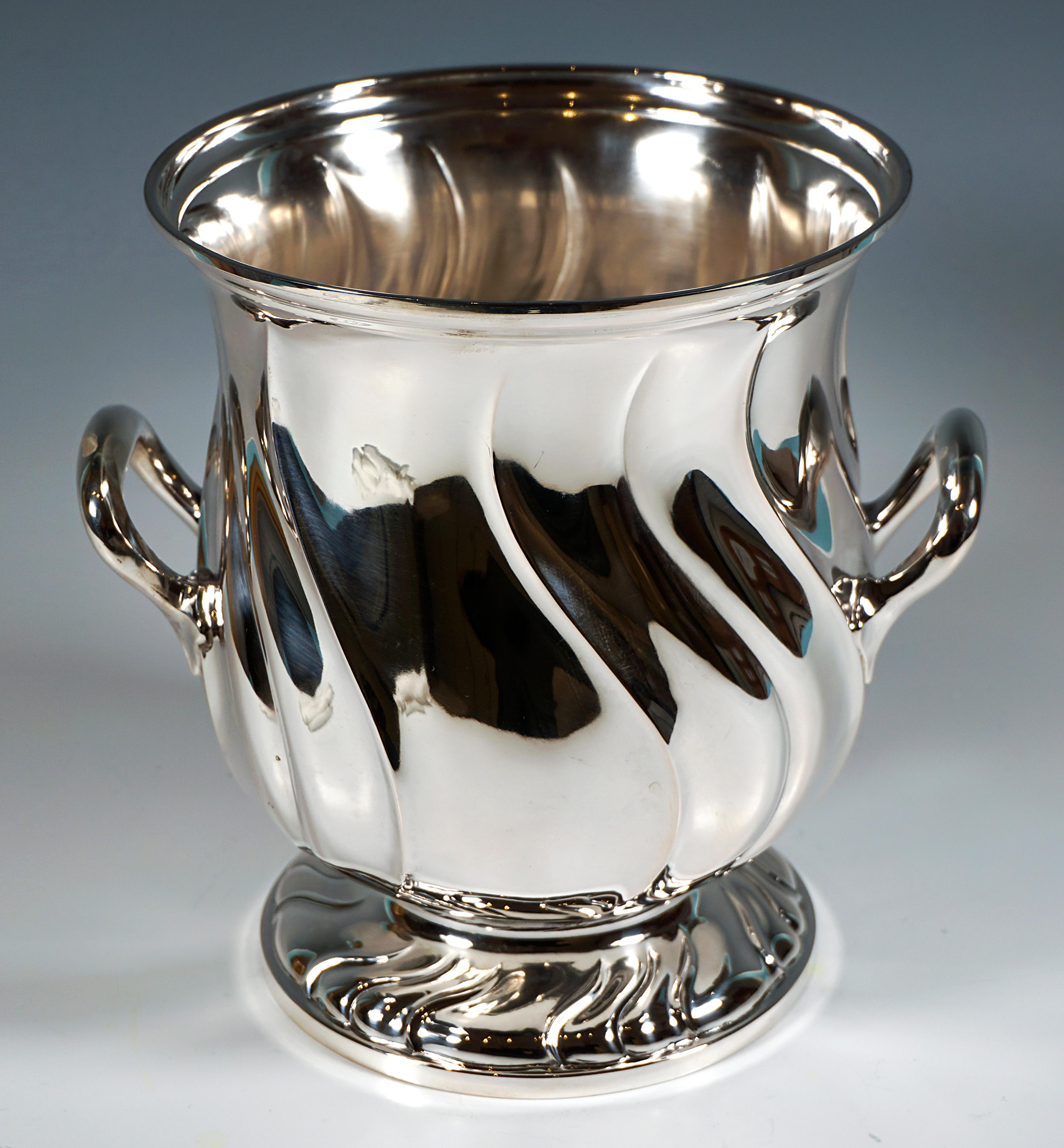 Hand-Crafted Silver Champagne Cooler In Tulip Shape, Wilkens & Sons Germany, 1919 For Sale