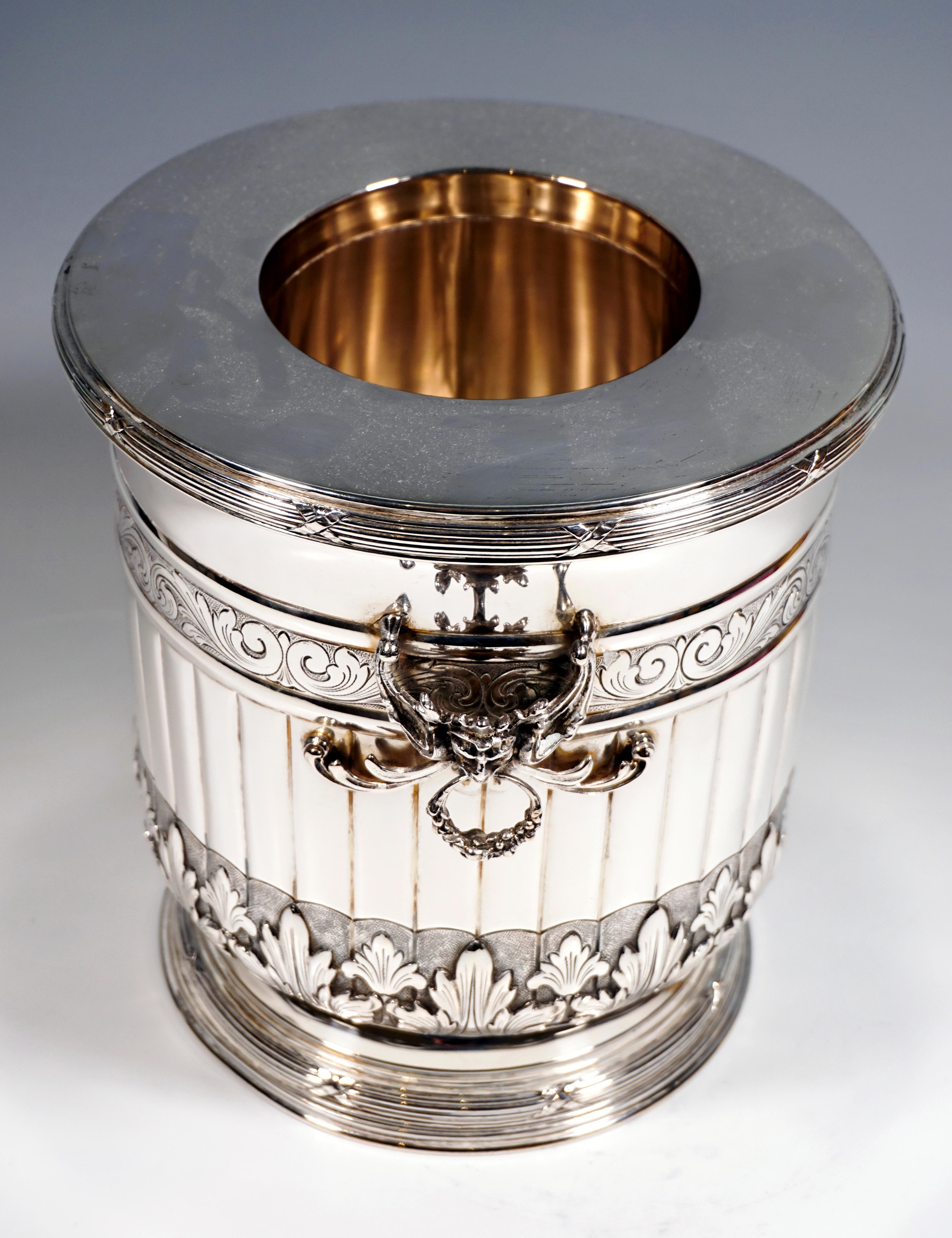 Italian Silver Champagne Cooler With Acanthus Decoration & Mascarons, Italy ca 1950