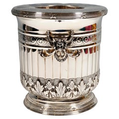 Silver Champagne Cooler With Acanthus Decoration & Mascarons, Italy ca 1950