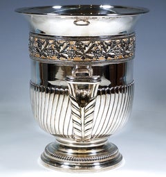 Silver Champagne Wine Cooler, Vine Openwork, Messulam Milano, Italy, Late 20th