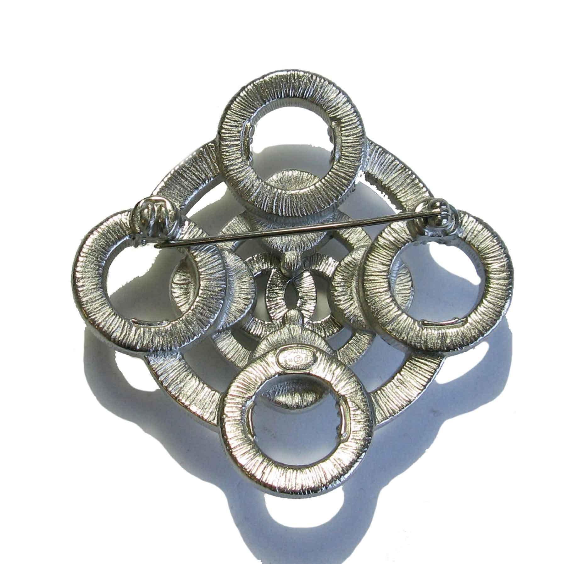 Round Cut Silver CHANEL Brooch