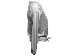 Silver Chanel Metallic Knit CC Logo Long Sleeve Top Size US S