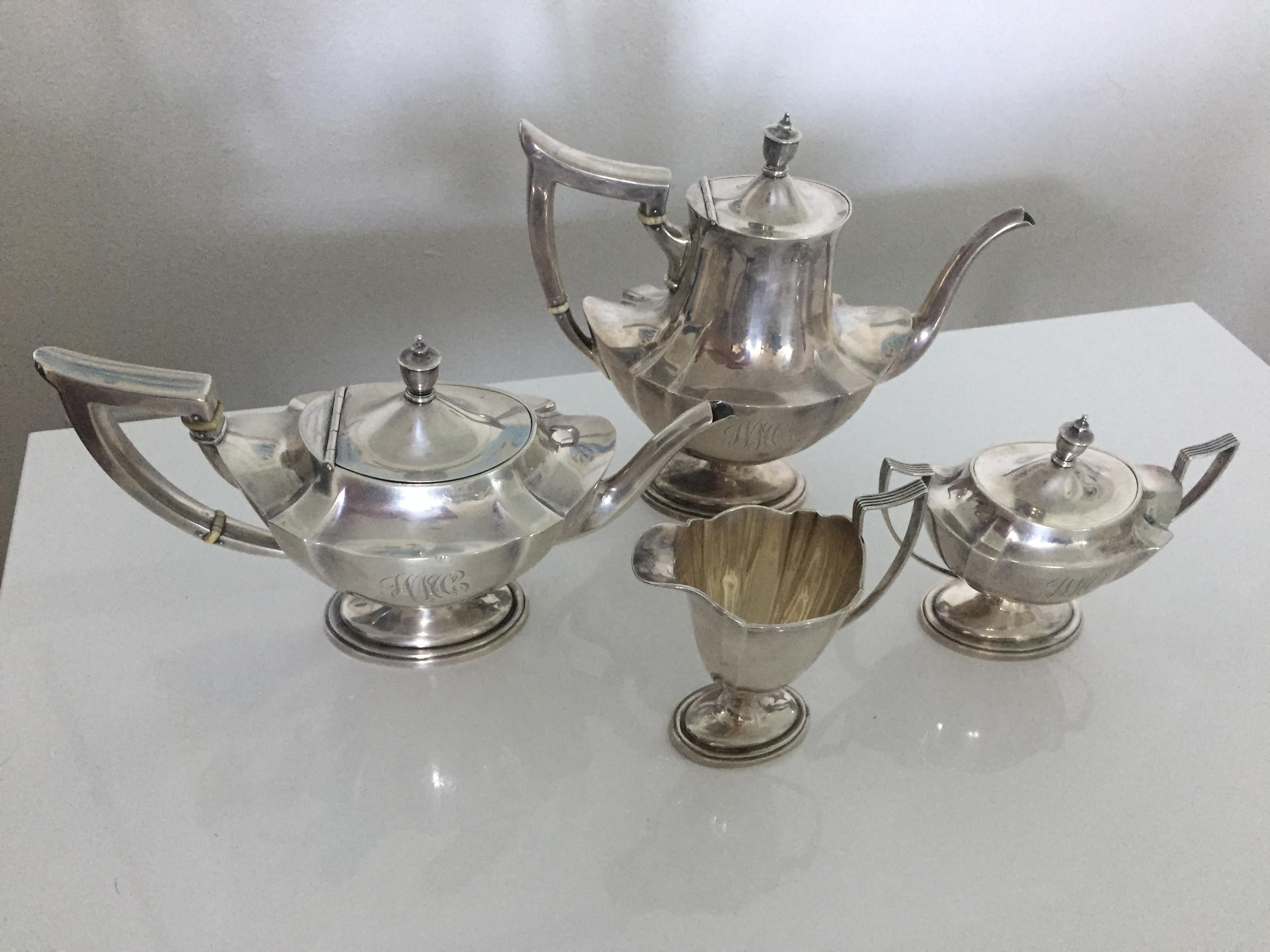 American Classical Silver Chantilly Gorham Coffee Set with Silver Tray For Sale