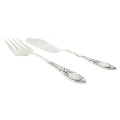 Silver cheese knife and fork