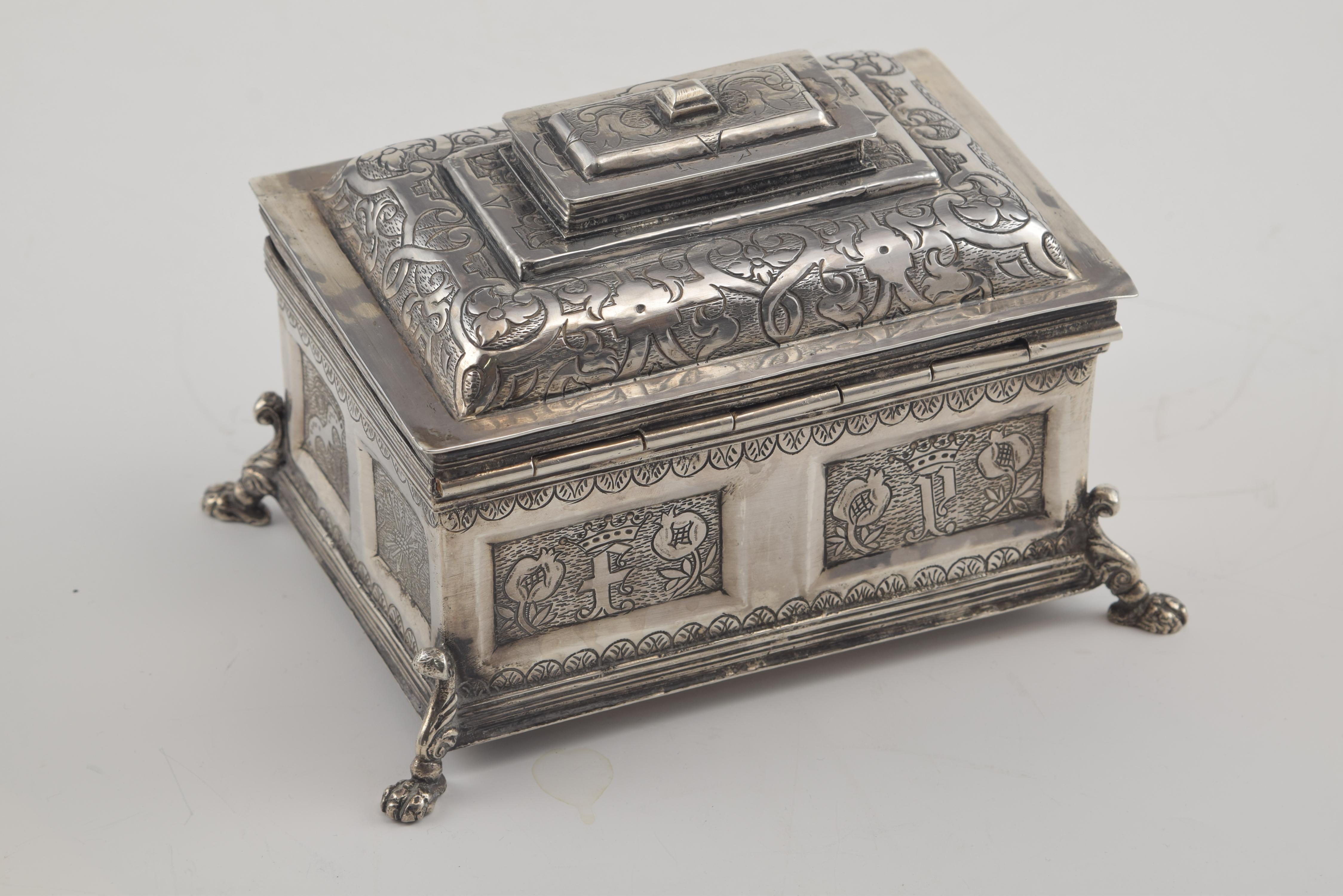 European Silver Chest, After 17th Century Models, circa 20th Century For Sale