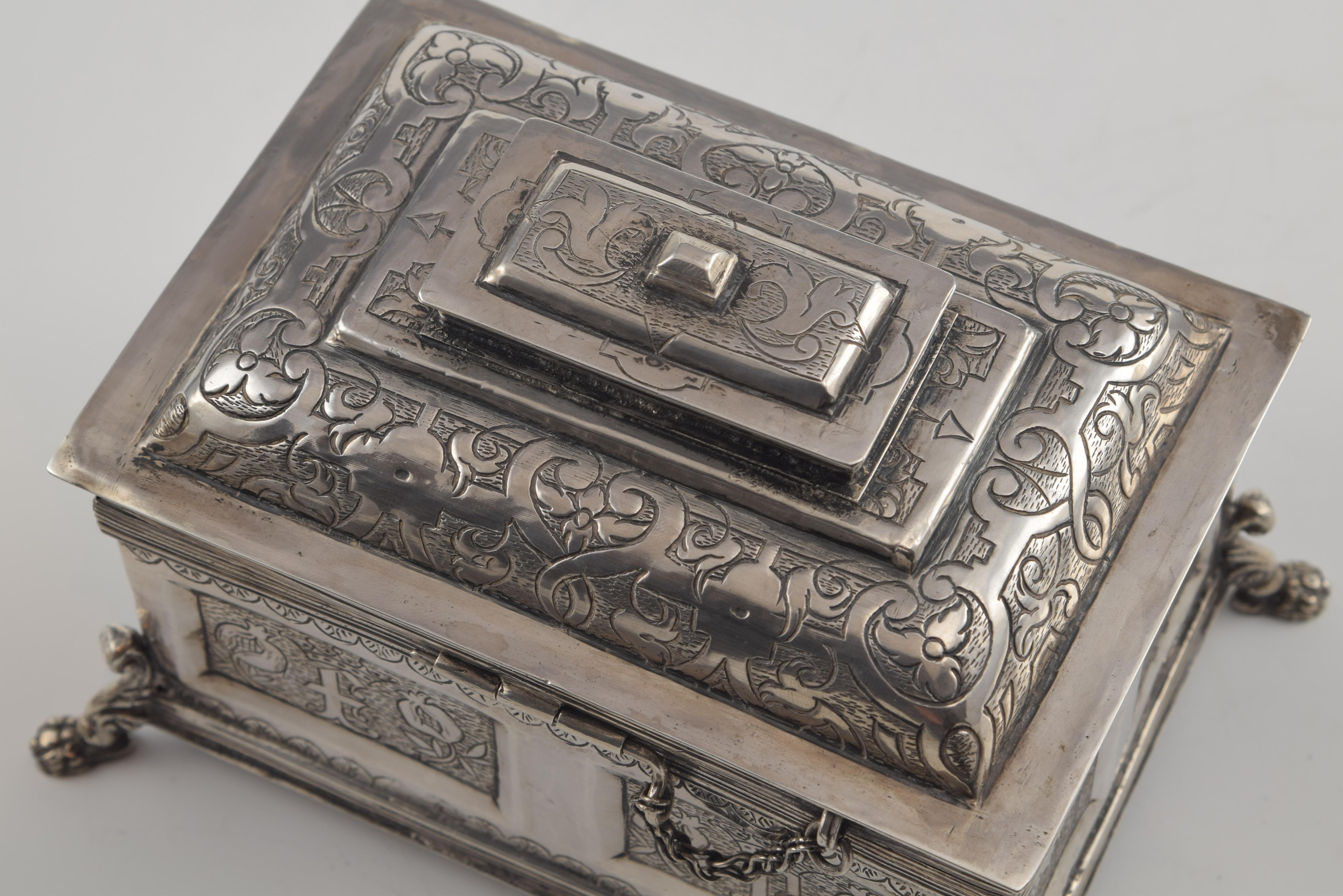 Silver Chest, After 17th Century Models, circa 20th Century For Sale 2