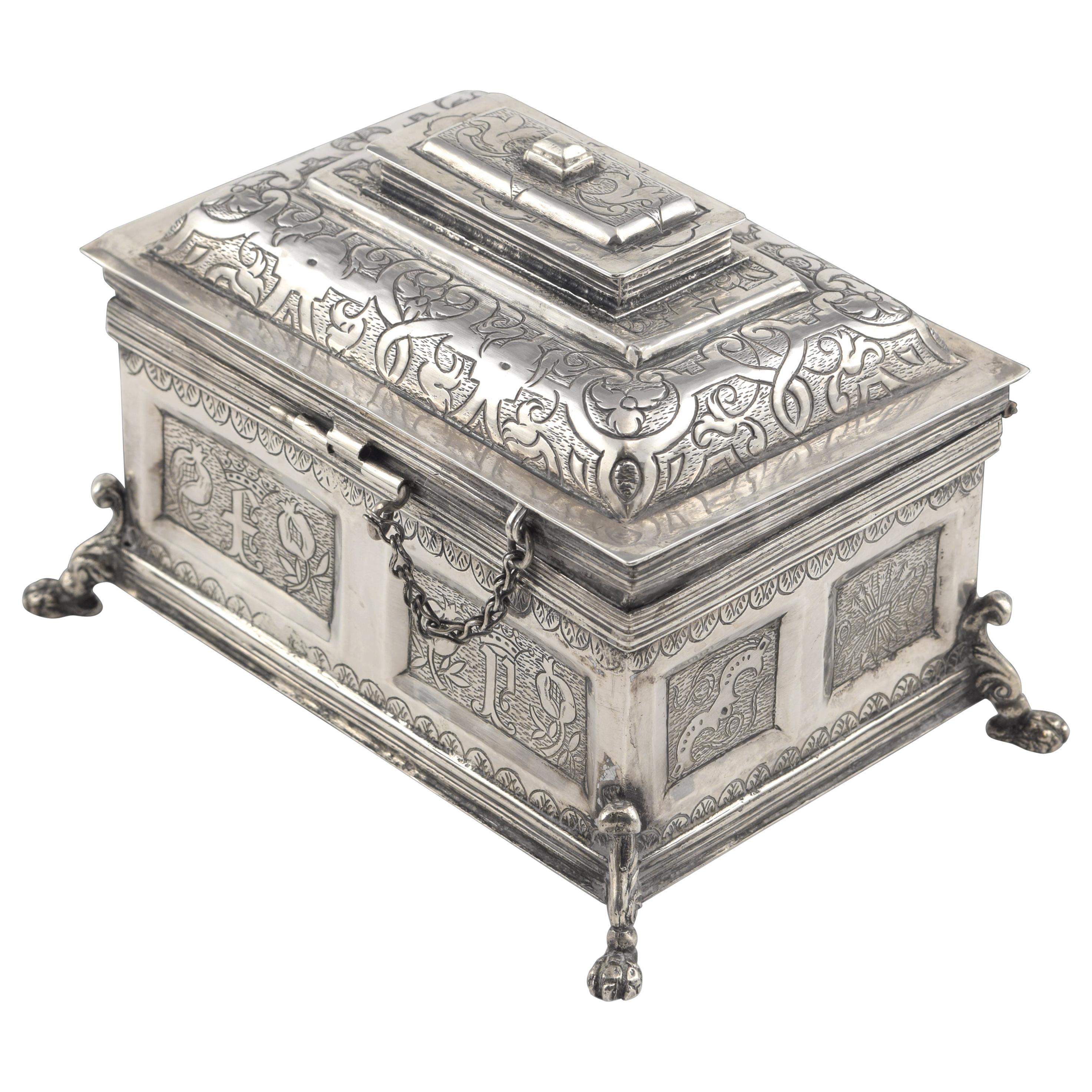 Silver Chest, After 17th Century Models, circa 20th Century For Sale