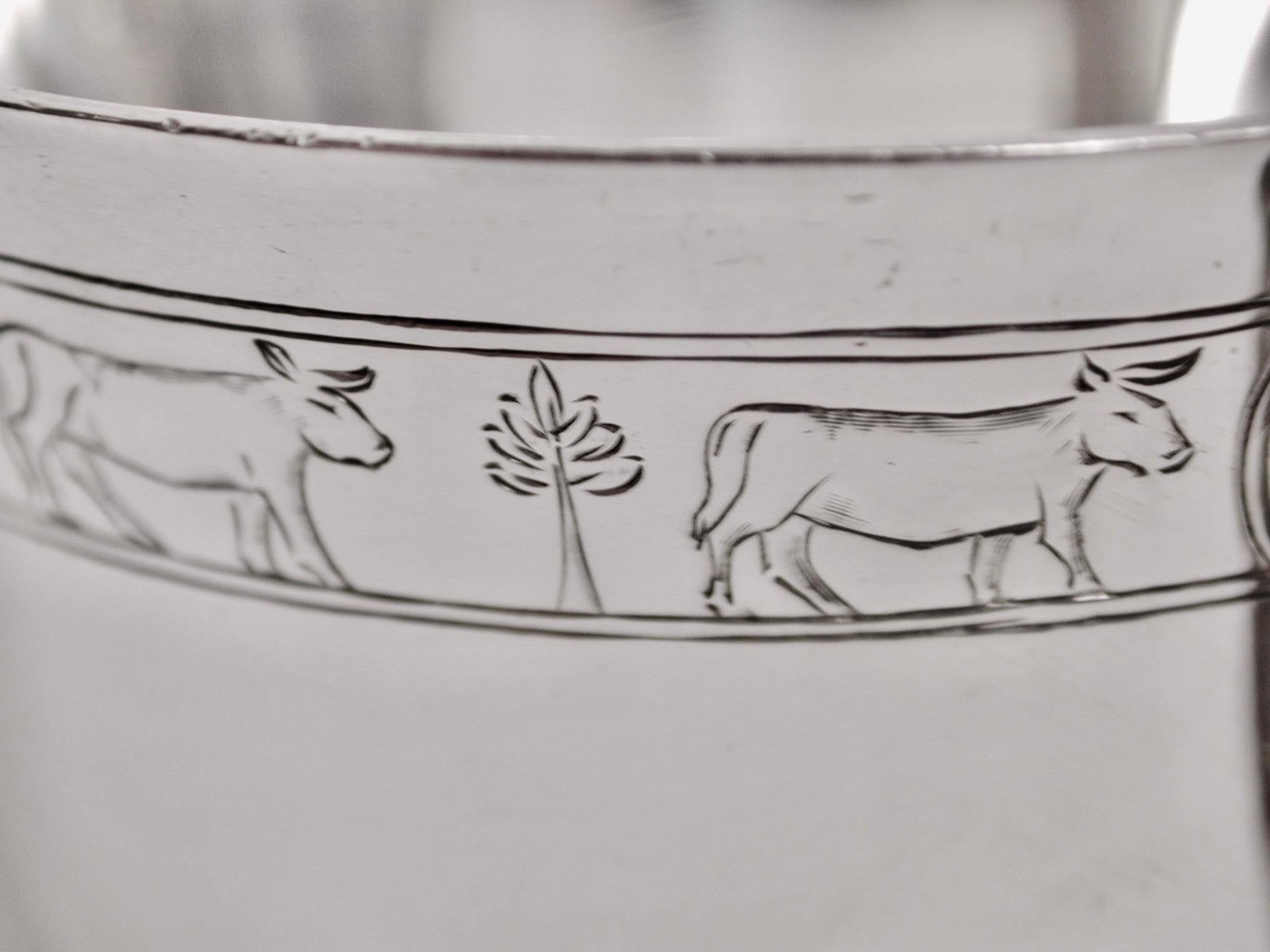 Modern Silver Childs Mug with Mythical Scenes, Thomas Bradbury and Sons, Sheffield, 1936 For Sale