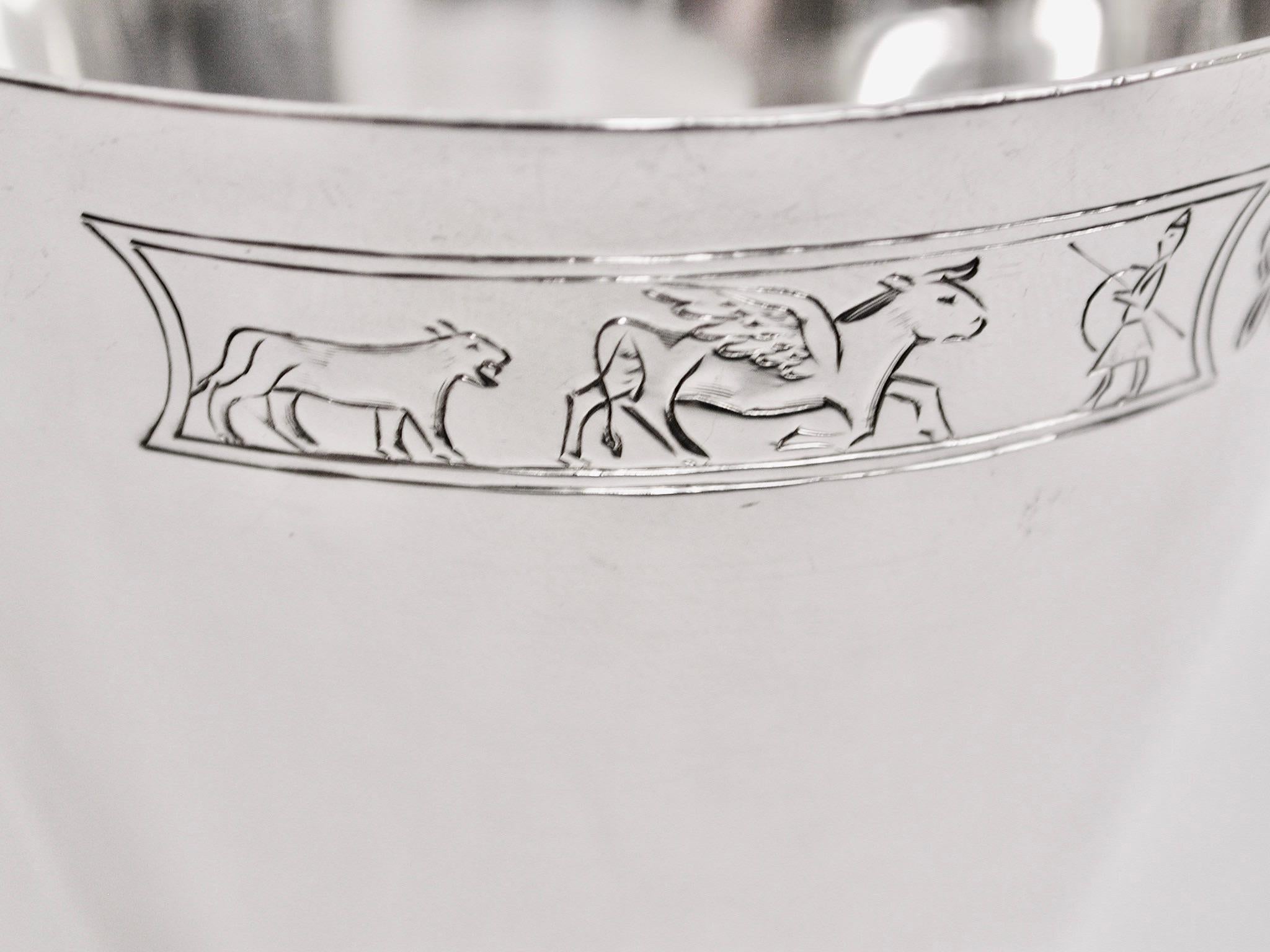 Silver Childs Mug with Mythical Scenes, Thomas Bradbury and Sons, Sheffield, 1936 For Sale 1