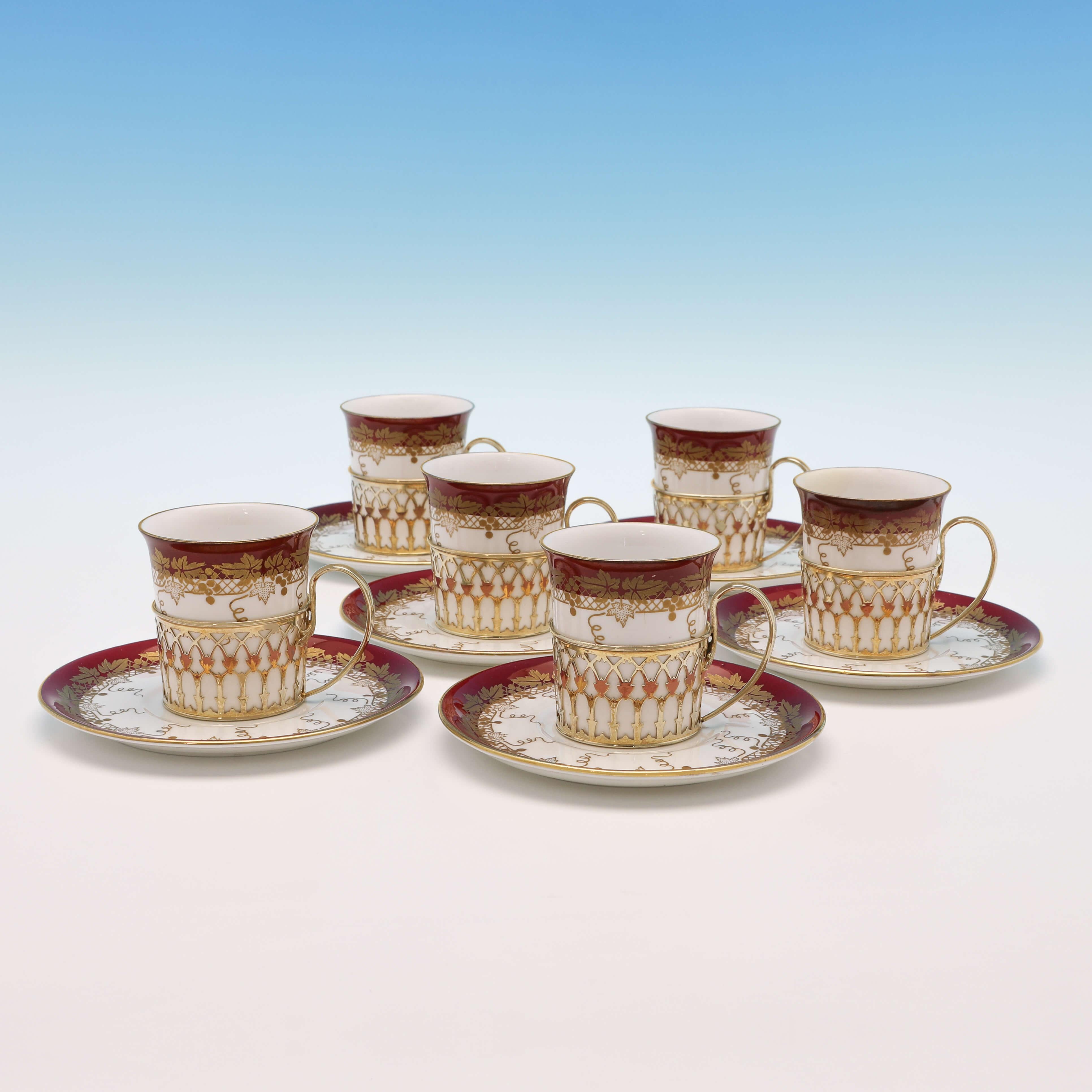 Silver and China Tea / Coffee Cups and Saucers, Shelley and Adie