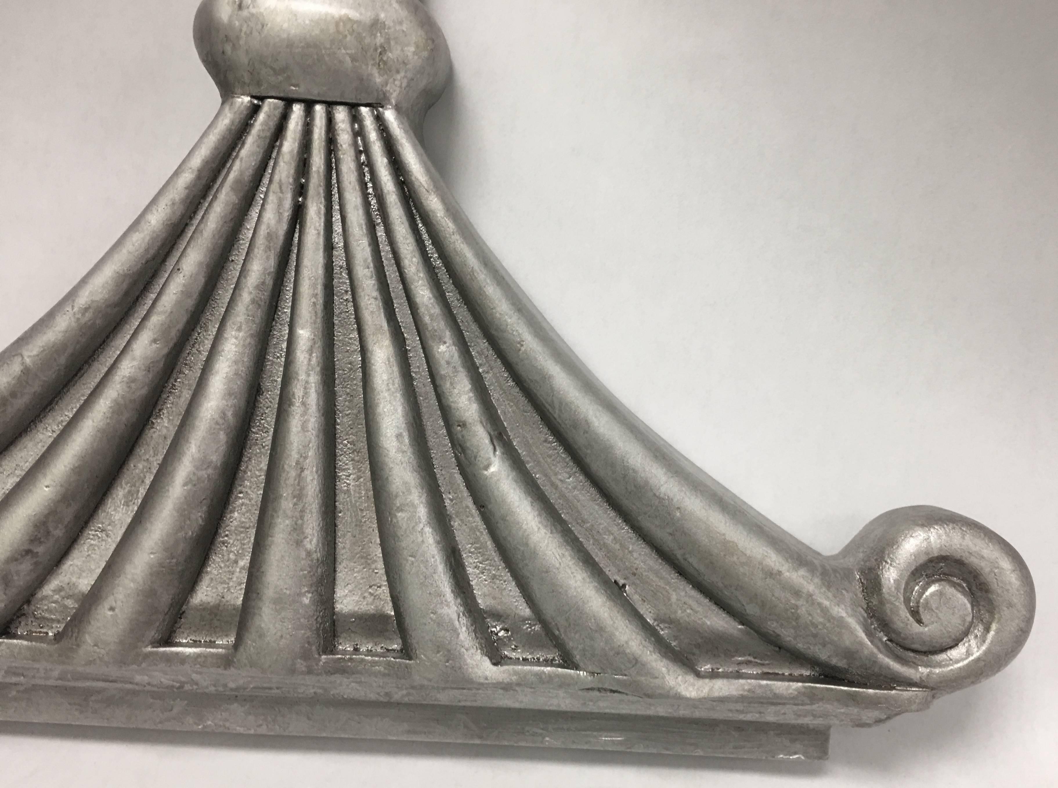 Silver painted chinoiserie pagoda accent. Could be used as a bed corona with additional mounting brackets (not included).