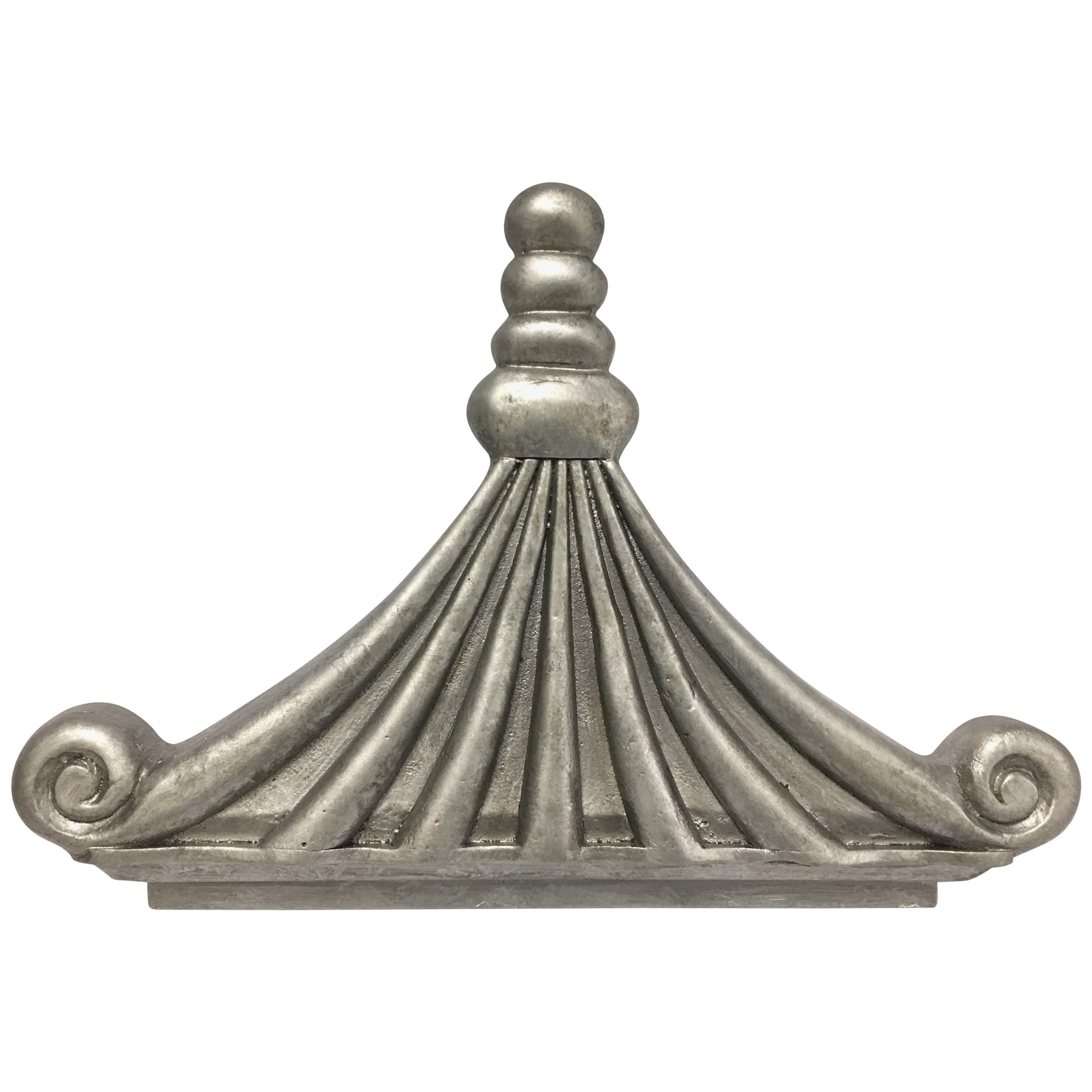 Silver Chinoiserie Pagoda Architectural Accent or Bed Corona