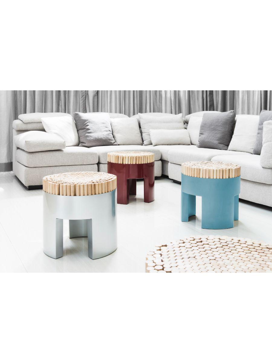 Modern Silver Chiquita Stool by Kenneth Cobonpue For Sale