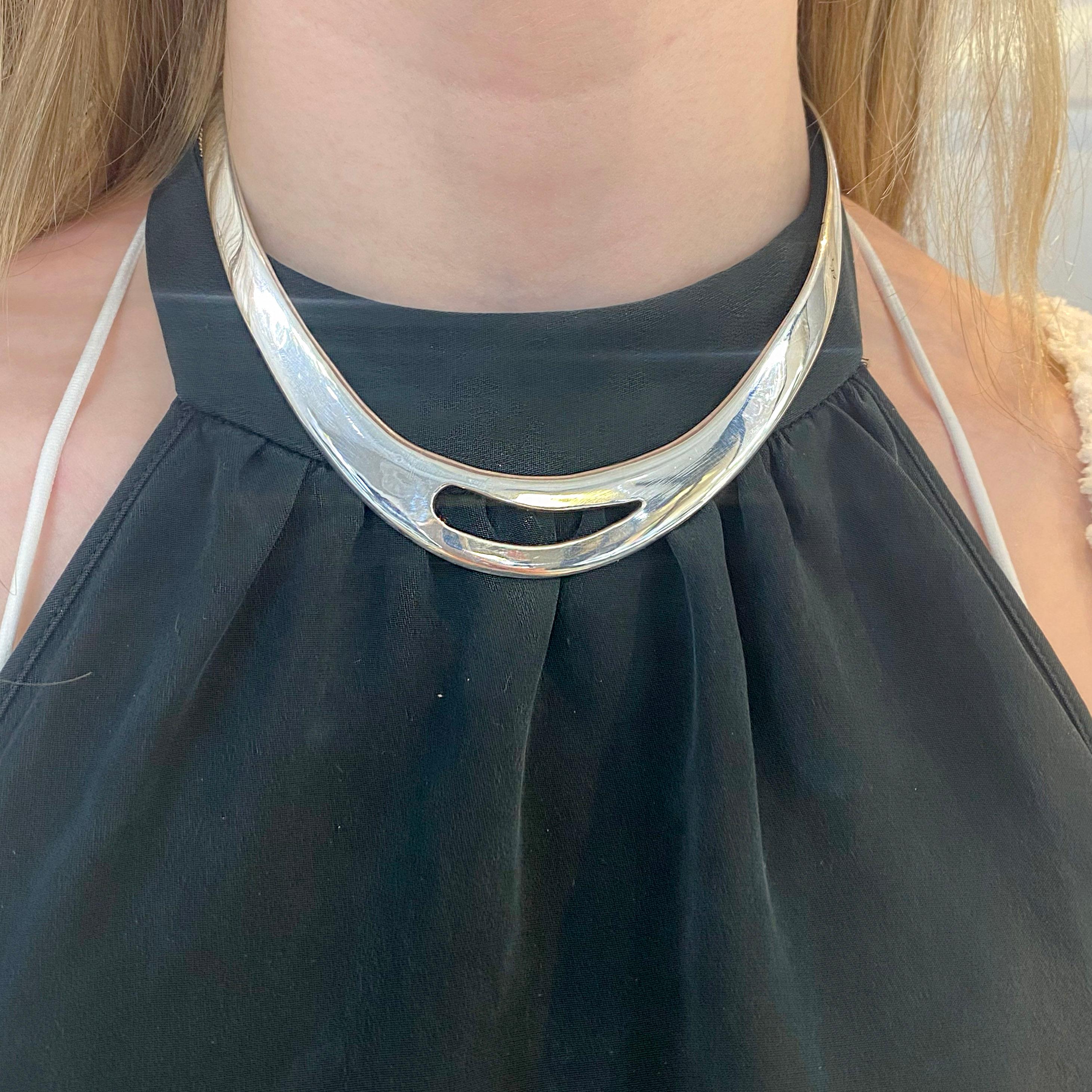 sterling silver choker collar necklace