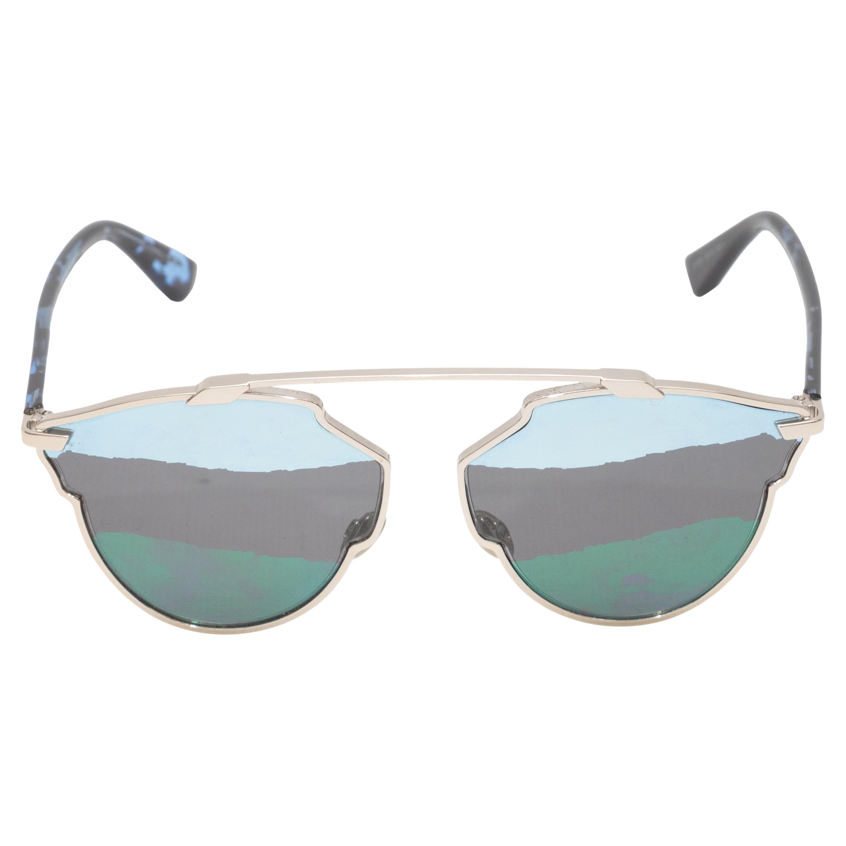 Silver Christian Dior Aviator Sunglasses For Sale