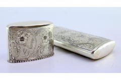 Silver cigar case with wreaths, florals, hunting scene and pearled lid frieze