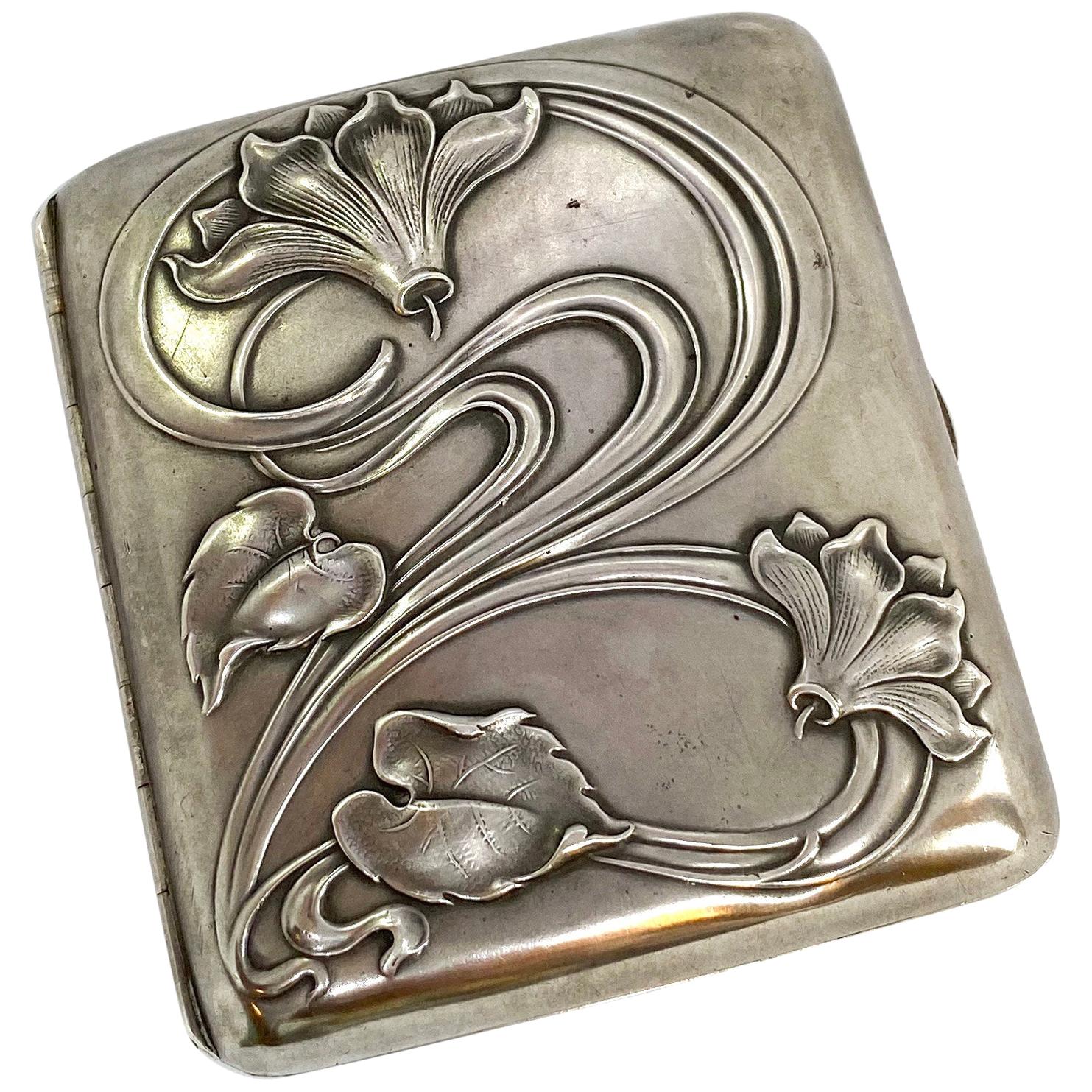 Silver Cigarette Case Art Nouveau
