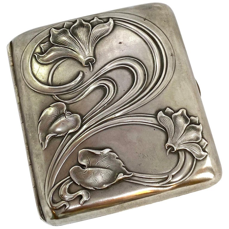 art nouveau cigarette case Silver Cigarette Case Art Nouveau