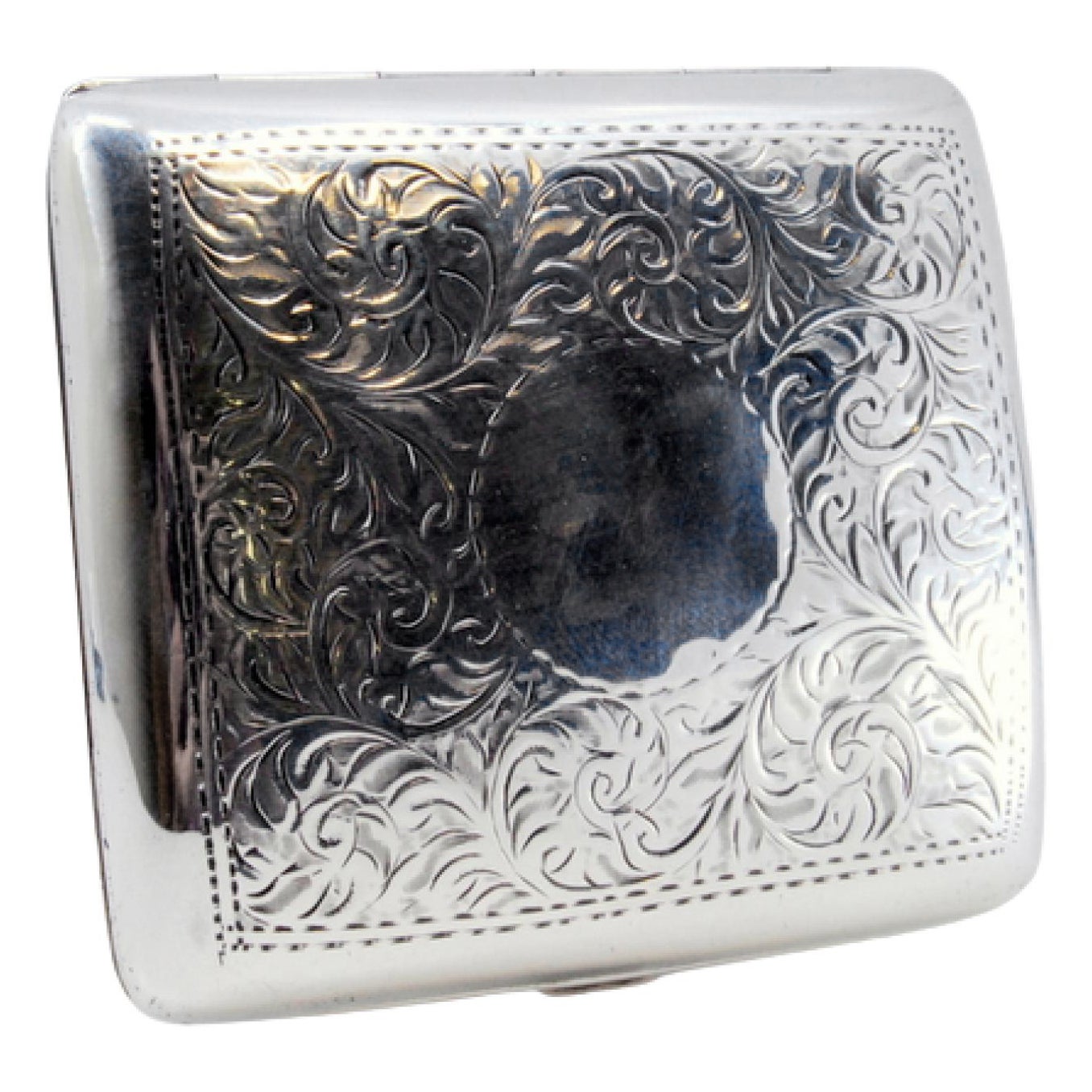 Silver cigarette case engraved both sides with monogram 
holder