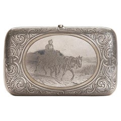 Caja de cigarrillos de plata, Rusia, obra de Ivan Petrovich Khlebnikov, 1882
