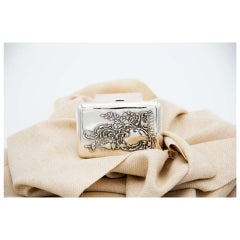 Silver cigarette case with Art Nouveau and embossed Islamic elements