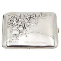 Silver cigarette case with Art Nouveau reliefs