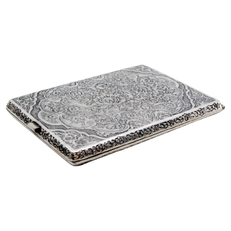 decorative cigarette cases Antique F. BUSHELL Sterling Case Engraved Wood Cigarette Case holds cash 1930s Vintage Brass Peacock Design