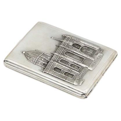 Silver cigarette case with reliefs from the Jerónimos Monastery