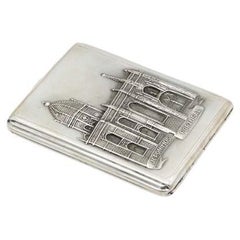 Silver cigarette case with reliefs from the Jerónimos Monastery
