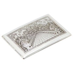 Silver cigarette case with Taj Mahal engravings