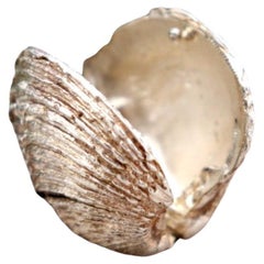 Silver clam-shaped pill box