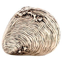 Silver clam with reliefs and applications