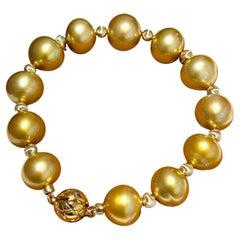 Silver Clasp Aurora 11-12.5 mm Golden South Sea Pearl Bracelet