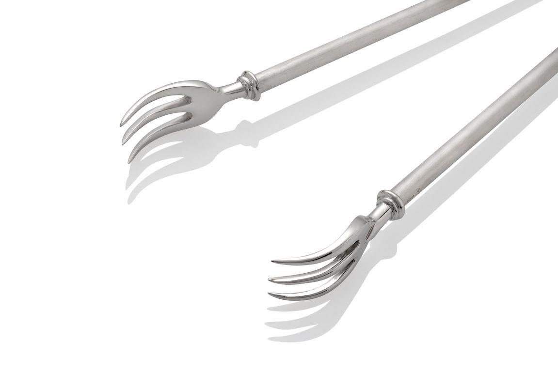 Artisan Silver Claw Ice Tongs For Sale