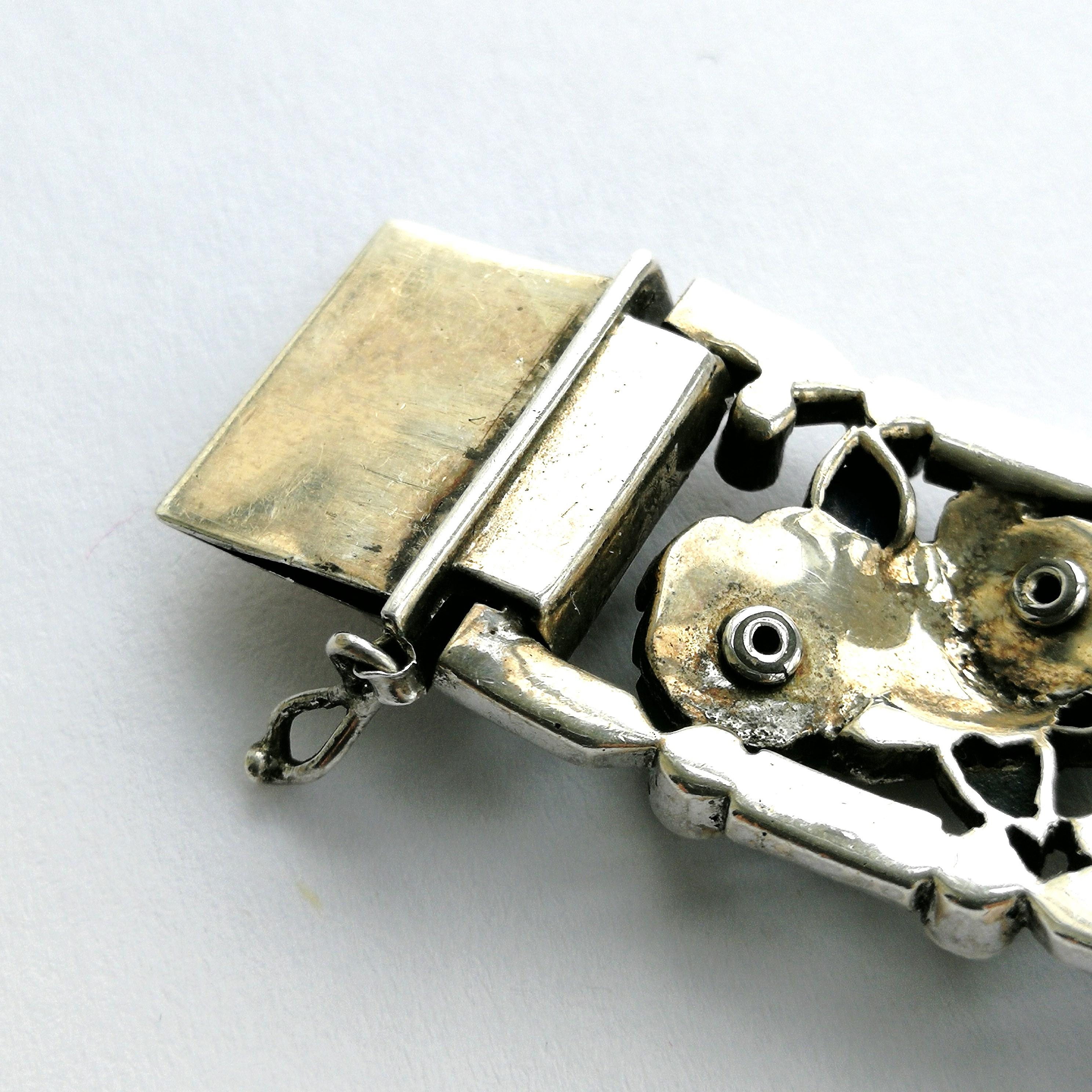 Women's Silver, clear and coloured paste 'Cartier-style' bracelet , France, 1920s