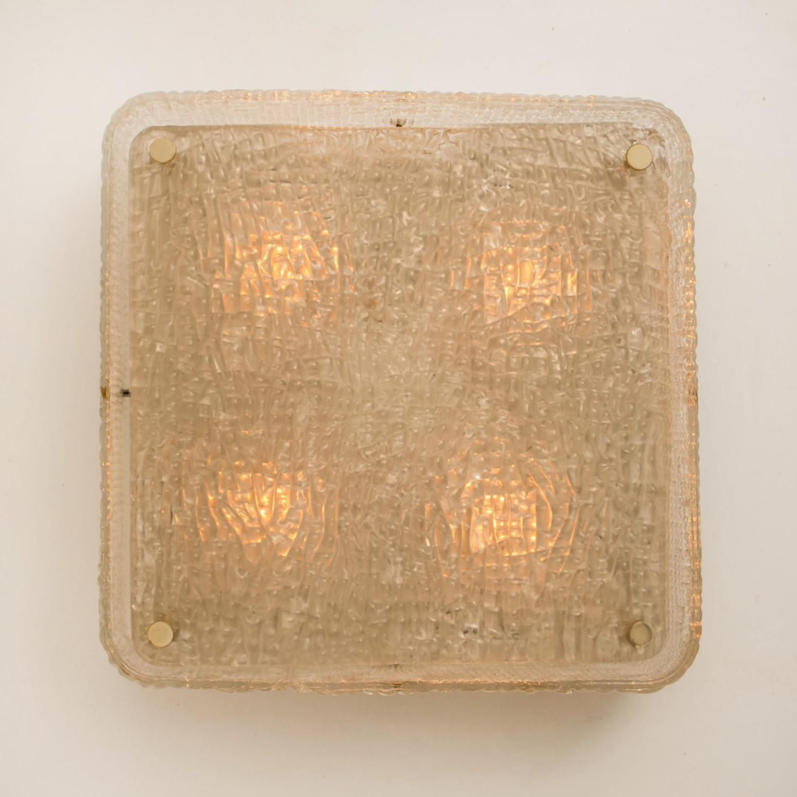 Einbaubeleuchtung aus silbernem Klarmessingglas von J.T. Kalmar, Österreich, 1960er-Jahre im Zustand „Gut“ im Angebot in Rijssen, NL
